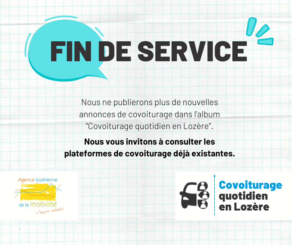 Fin de service covoiturage quotidien en Lozère